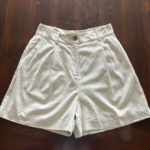 Alex Marie Beige High Rise Linen Blend Shorts Size 10